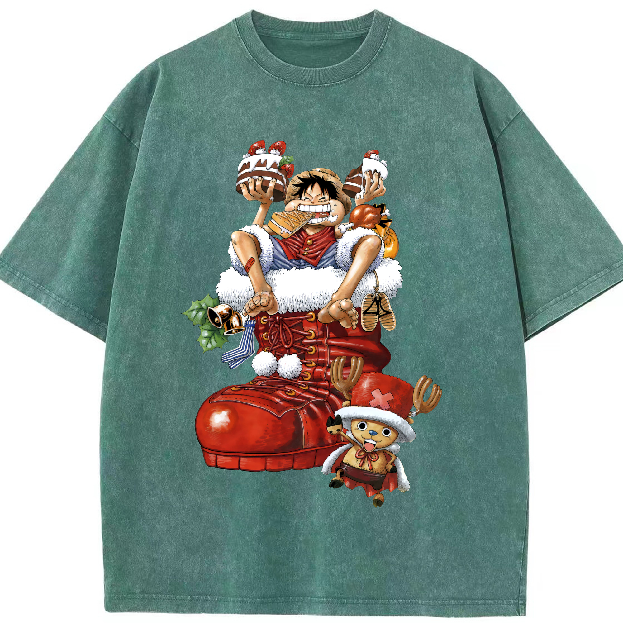 ワンピース モンキー・D・ルフィ ONE PIECE Monkey D. Luffy 綿100% ヴィンテージ風 半袖Tシャツ（フロントプリント）